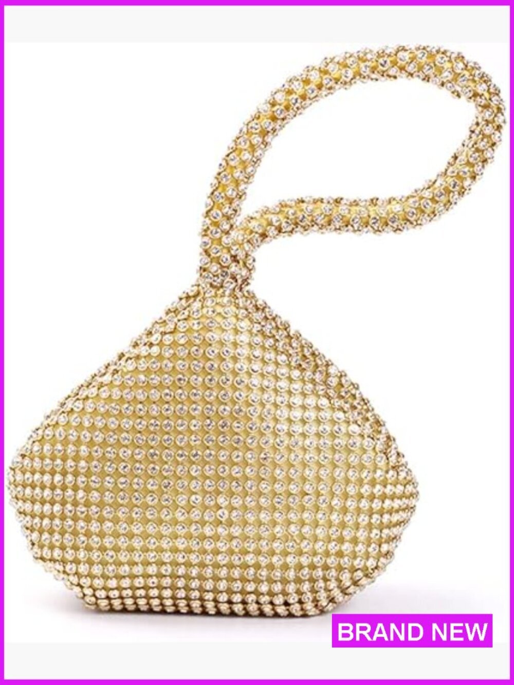 Rhinestone Triangle Wristlet Evening Bag Elegant Glitter Prom Party Purse - Picture 1 of 7